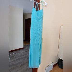 Azazie Aqua Strapless Maxi Dress